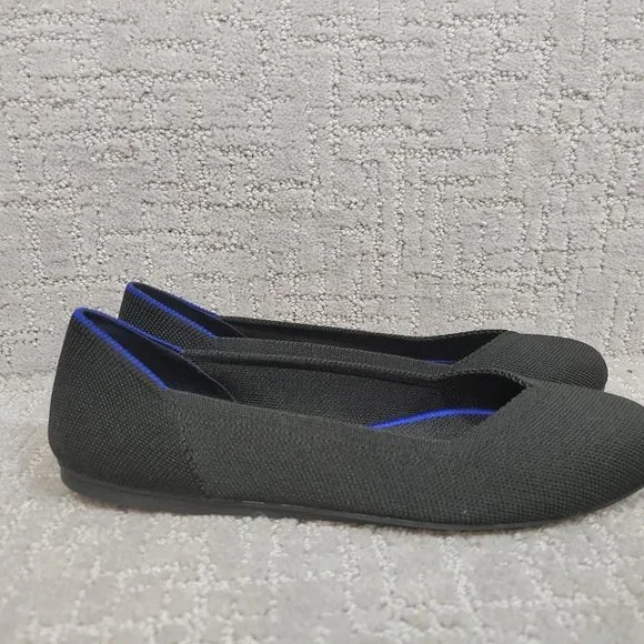 ROTHY’S Women's Size 8.5, 10.5 Black Solid Classic Round Toe Slip On Flat - Picture 3 of 12